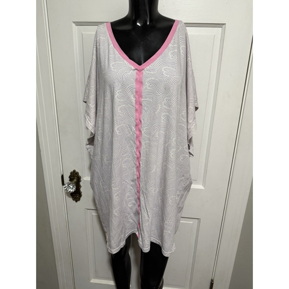 Womens The Beaufort Bonnet Company XL Top Purple Waves Pink Short Sleeve Slouchy